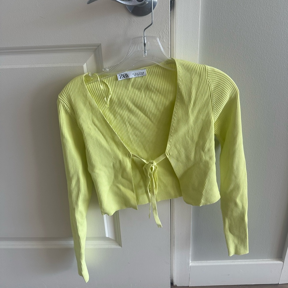 Zara Yellow Ribbed Cardigan
